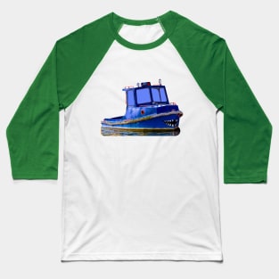 A Blue boat with shark jaws painted on its bow Baseball T-Shirt